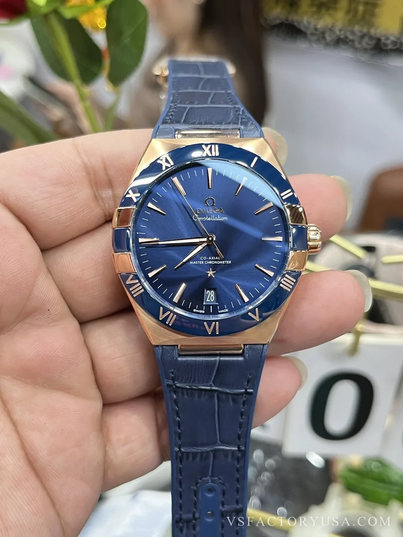 Omega Constellation 41mm 18K Sedna Gold Blue Ceramic Bezel 1:1 Super Clone