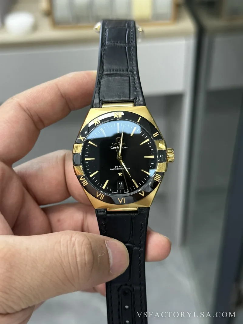 Omega Constellation 41mm Yellow Gold Black Ceramic 1:1 Super Clone