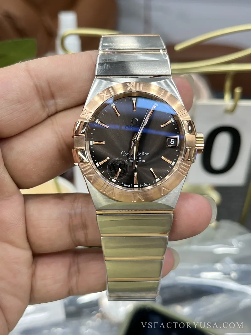 Omega Constellation Co-Axial 38mm Two-Tone Sedna Gold Brown Dial 1:1 Super Clone