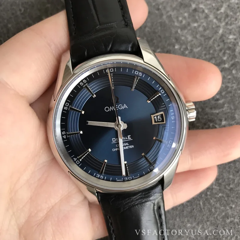 Omega De Ville Hour Vision 41mm Blue Dial Black Strap 1:1 Super Clone