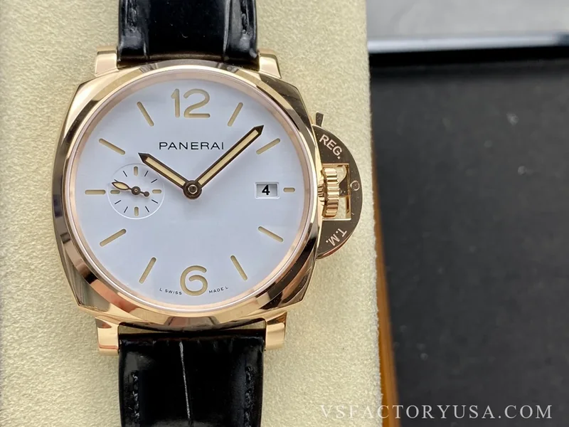 Panerai Luminor Due 42mm White Dial Rose Gold Plated Smooth Bezel 1:1 Super Clone