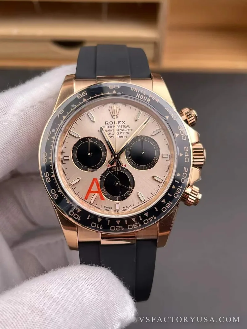 Rolex Cosmograph Daytona 40mm Sundust Dial Everose Gold Rubber Strap 1:1 Super Clone