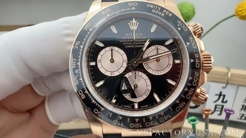 Rolex Cosmograph Daytona Black Dial Everose Gold Rubber Strap 1:1 Super Clone