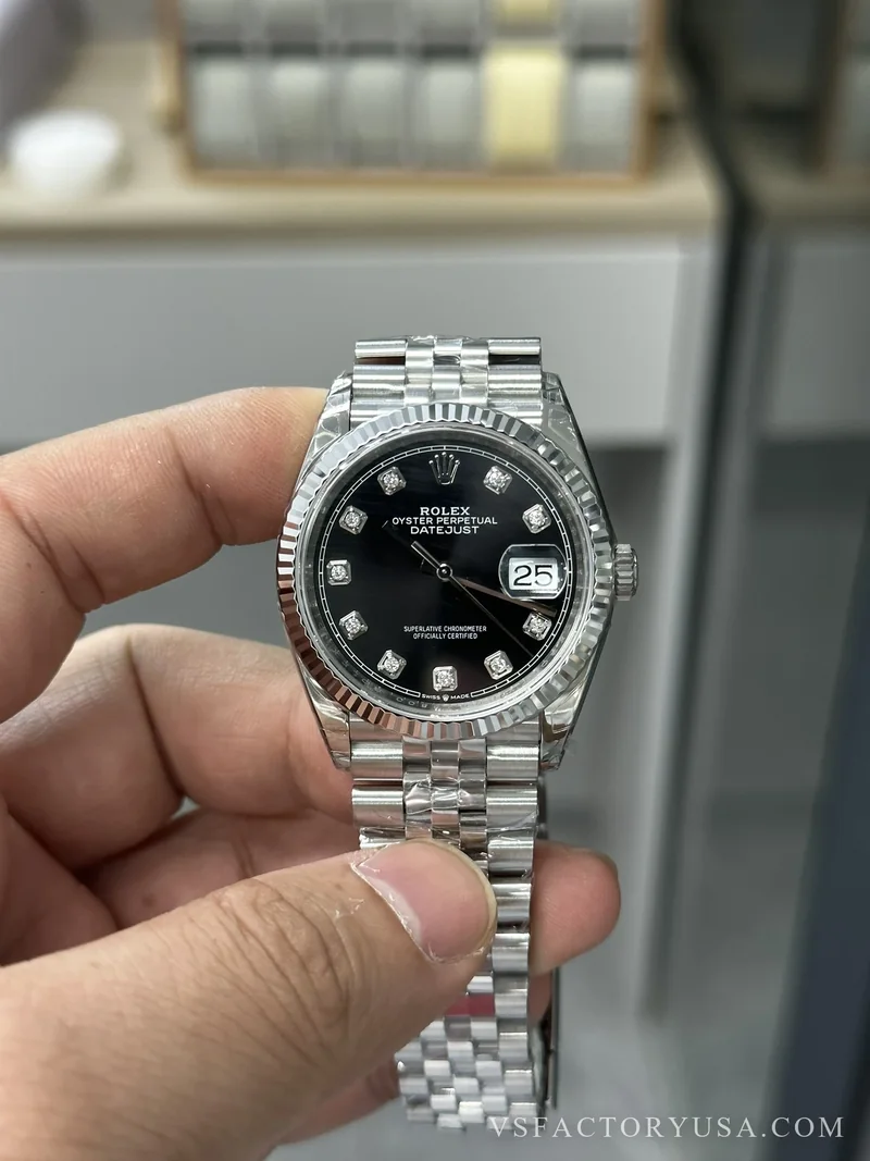 Rolex Datejust 36mm Black Diamond Dial Jubilee Bracelet 1:1 Super Clone