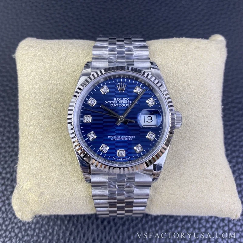Rolex Datejust 36mm Blue Fluted Motif Diamond Dial Jubilee Bracelet 1:1 Super Clone