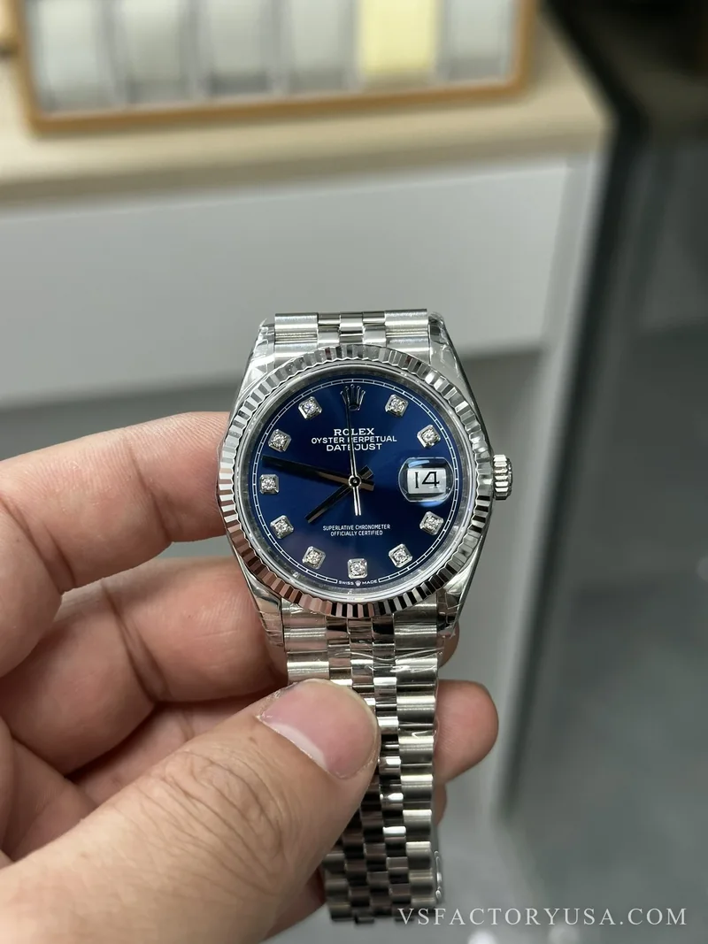 Rolex Datejust 36mm Sunburst Blue Diamond Dial Jubilee Bracelet 1:1 Super Clone