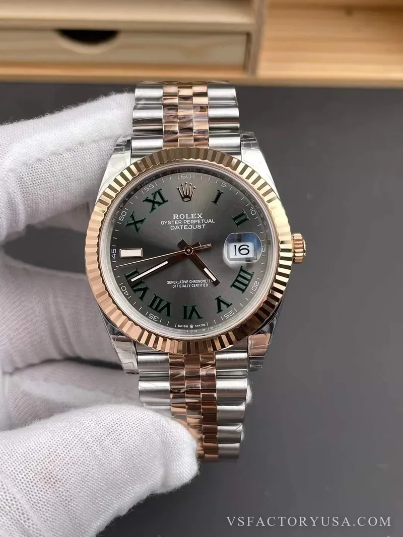 Rolex Datejust 41 Slate GreyWimbledonTwo-Tone Everose Gold 1:1 Super Clone