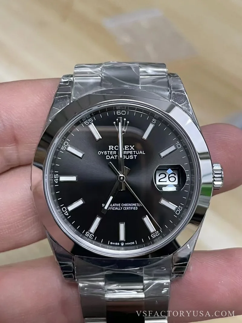 Rolex Datejust 41mm Black Dial Smooth Bezel Oyster Bracelet 1:1 Super Clone
