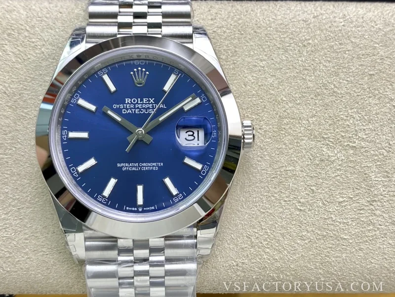 Rolex Datejust 41mm Blue Sunburst Dial Smooth Bezel Jubilee Bracelet 1:1 Super Clone