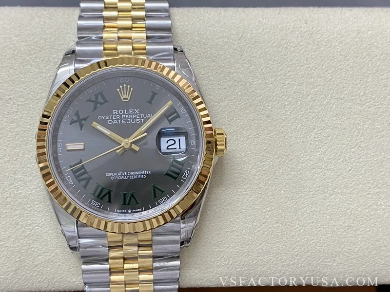 Rolex Datejust 41mm Two-Tone Yellow Gold Wimbledon Dial Jubilee Bracelet 1:1 Super Clone