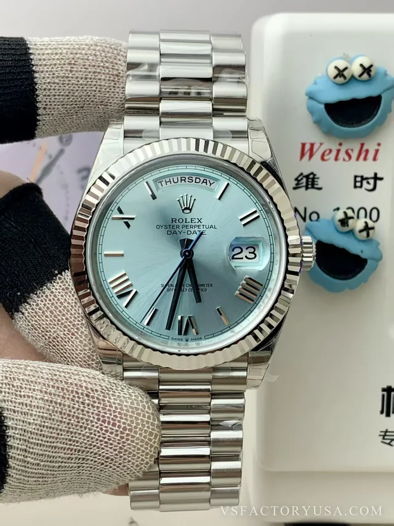Rolex Day-Date 40 Platinum Ice Blue Dial 1:1 Super Clone