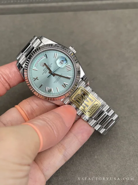 Rolex Day-Date 40 Platinum Ice Blue Diamond Super Clone | VS Factory