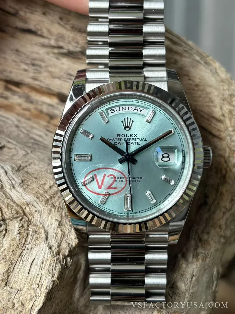 Rolex Day-Date 40 Platinum Ice Blue Diamond Dial 1:1 Super Clone