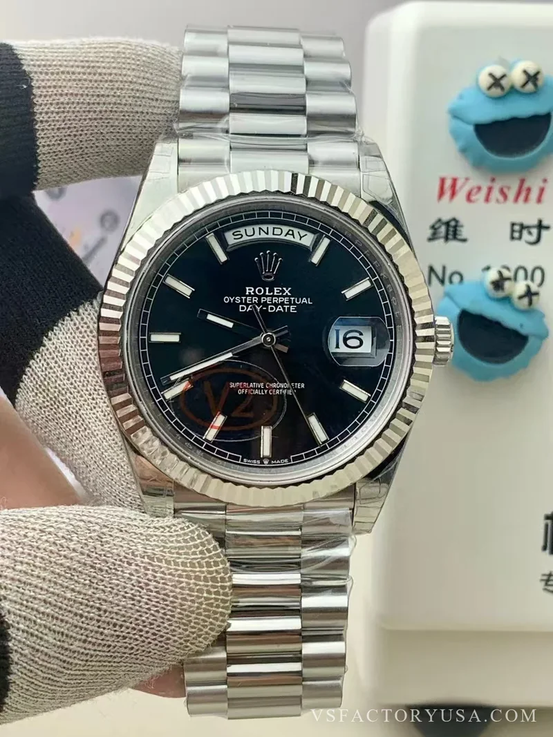 Rolex Day-Date 40 White Gold Black Dial 1:1 Super Clone