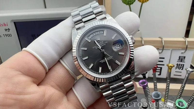 Rolex Day-Date 40 White Gold Grey Dial 1:1 Super Clone