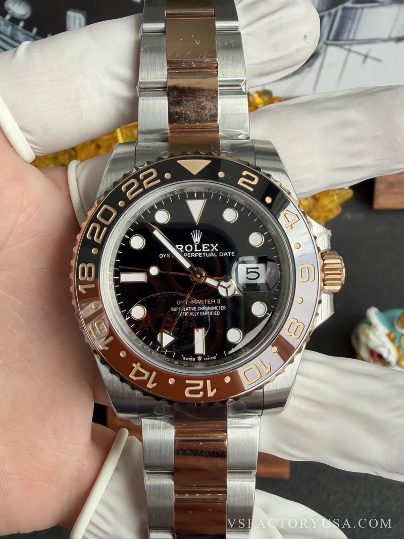 Rolex GMT-Master II Root Beer Two-Tone Everose Gold Brown/Black Oyster Bracelet 1:1 Super Clone
