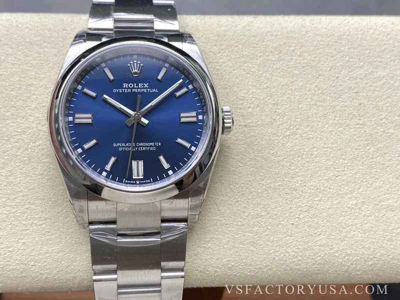 Rolex Oyster Perpetual 36mm Bright Blue Sunburst Dial Smooth Bezel Oyster Bracelet 1:1 Super Clone