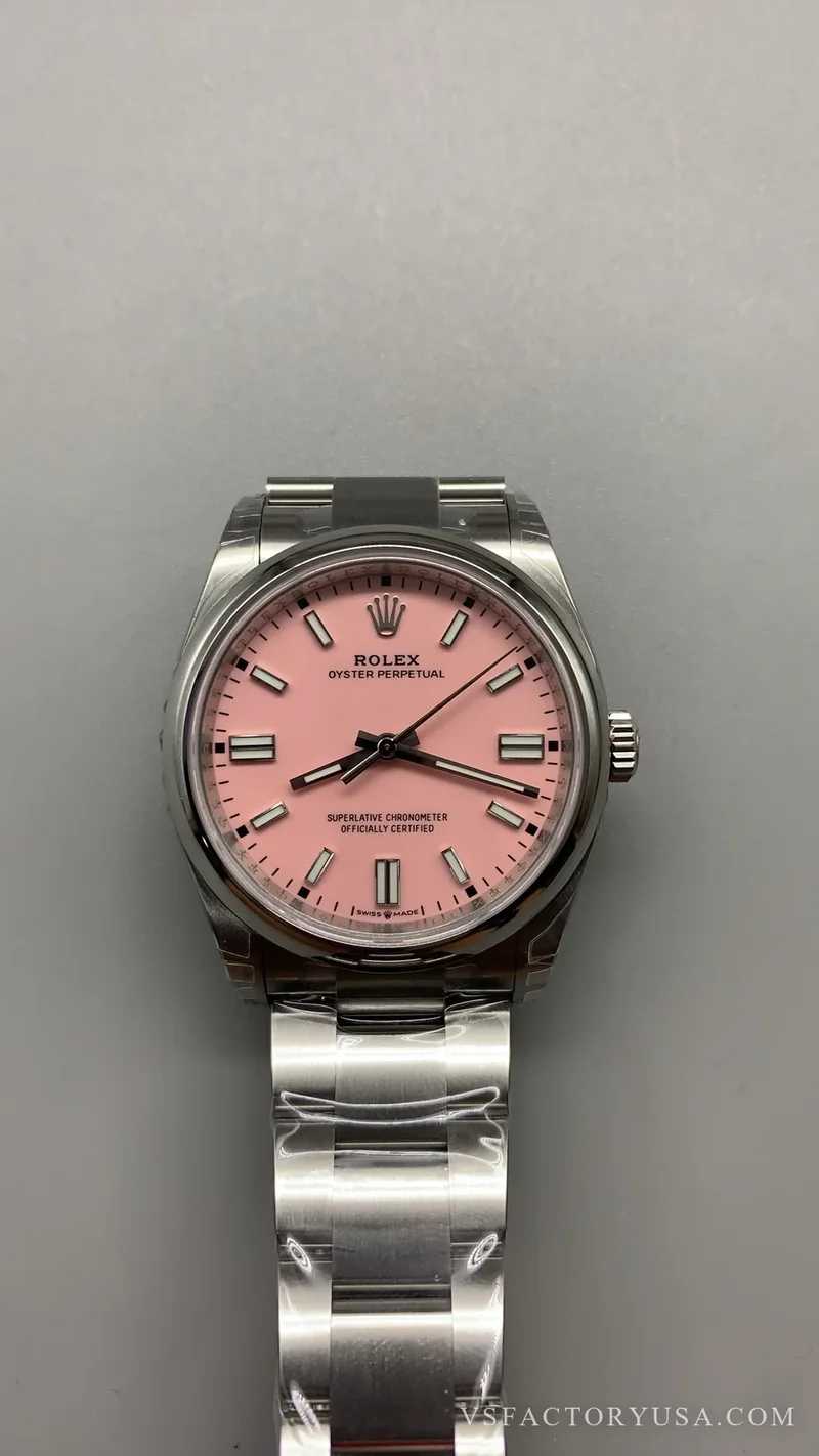 Rolex Oyster Perpetual 36mm Candy PinkDial Smooth Bezel Oyster Bracelet 1:1 Super Clone
