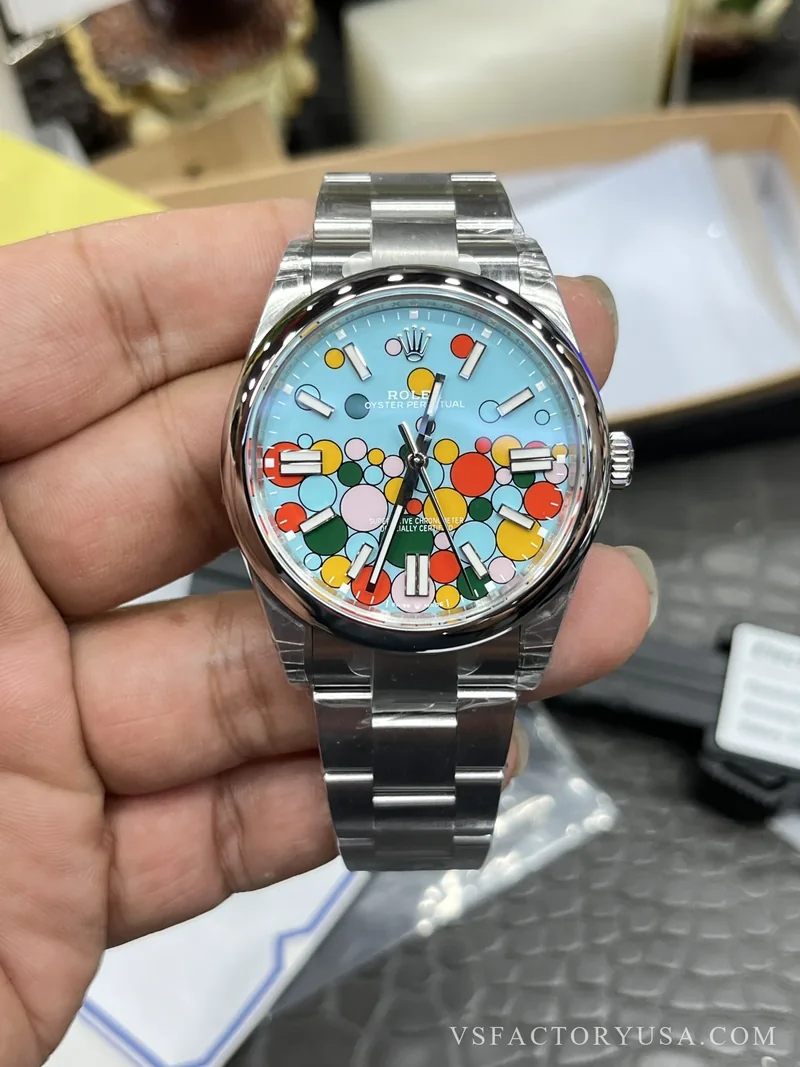 Rolex Oyster Perpetual 41mm Celebration Bubble Motif Dial Smooth Bezel Oyster Bracelet 1:1 Super Clone