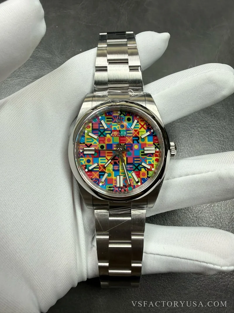 Rolex Oyster Perpetual 41mm Multicolor Dial Smooth Bezel Oyster Bracelet 1:1 Super Clone