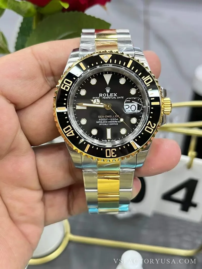 Rolex Sea-Dweller 43mm Two-Tone Yellow Gold Black Dial Ceramic Bezel Oyster Bracelet 1:1 Super Clone