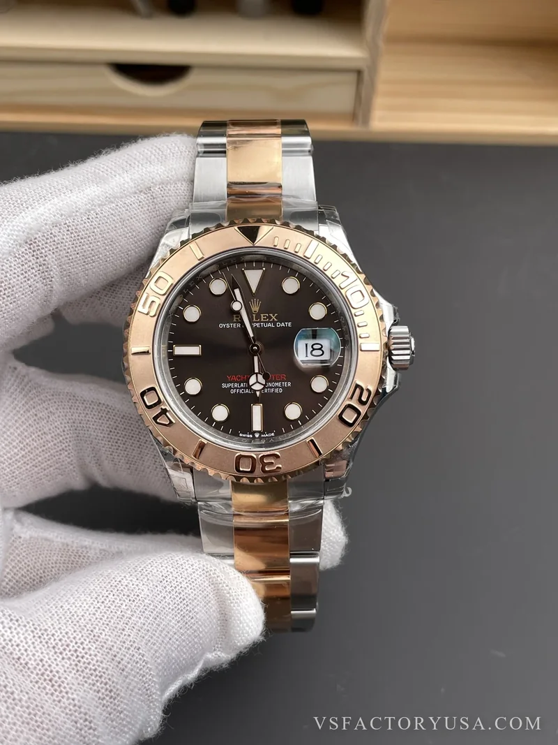 Rolex Yacht-Master 40mm Two-Tone Rose Gold Chocolate Dial Rose Gold Bezel Oyster Bracelet 1:1 Super Clone